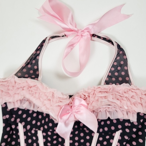 Vintage Black and Pink Polka Dot Corset - Picture 5 of 14